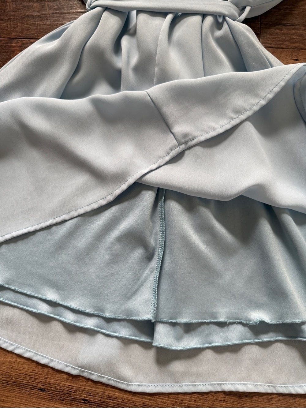 miami Light Blue Embellished Neck Tie-Waist Mini Dress - Picture 6 of 11